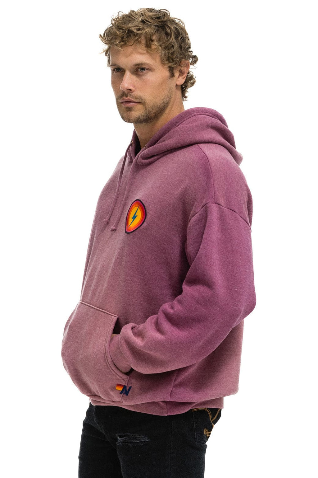 Classic BOLT BULLSEYE PATCH PULLOVER RELAXED HOODIE - FADED BERRY