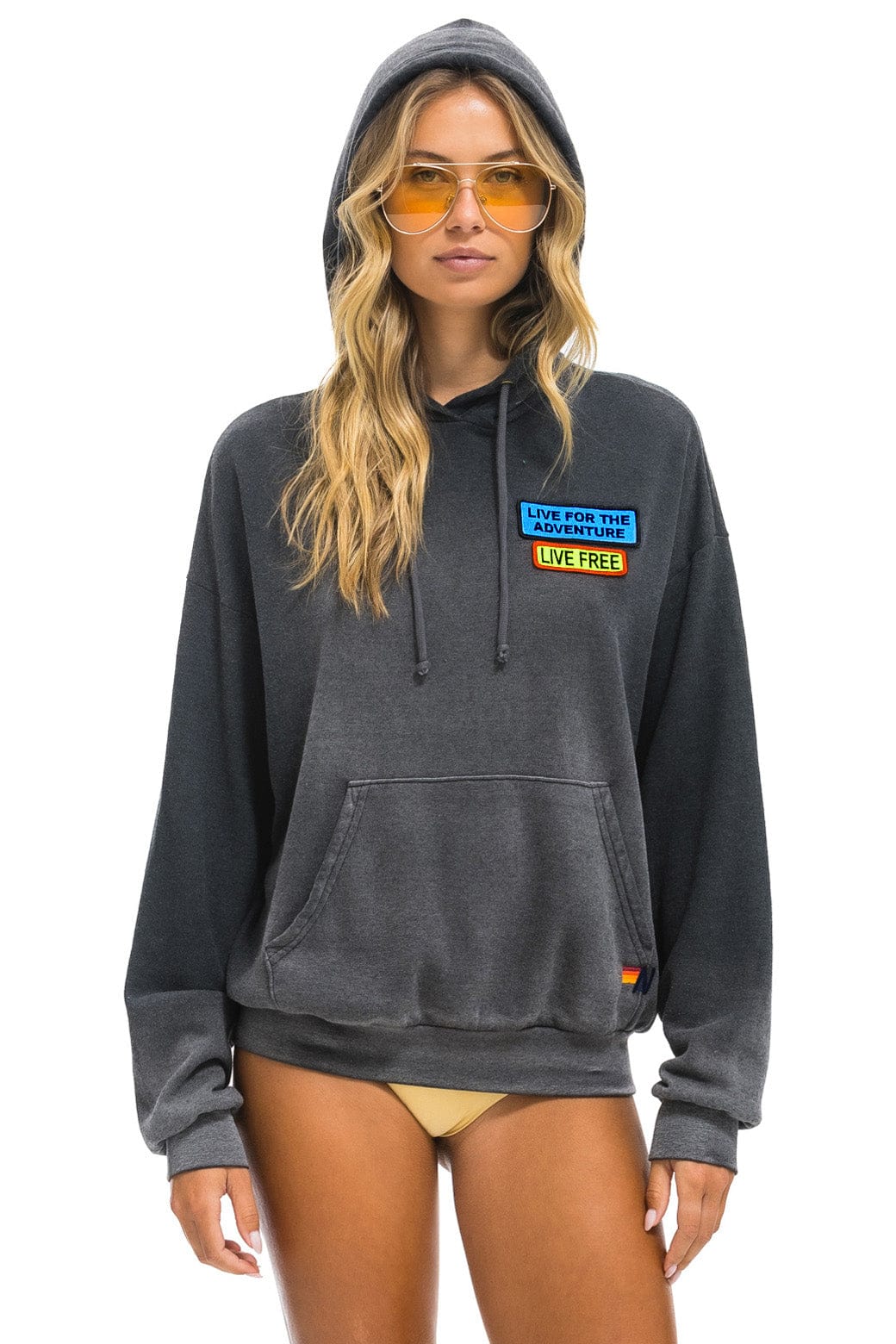 Classic LIVE FREE ADVENTURE PATCH PULLOVER RELAXED HOODIE - FADED SMOKE