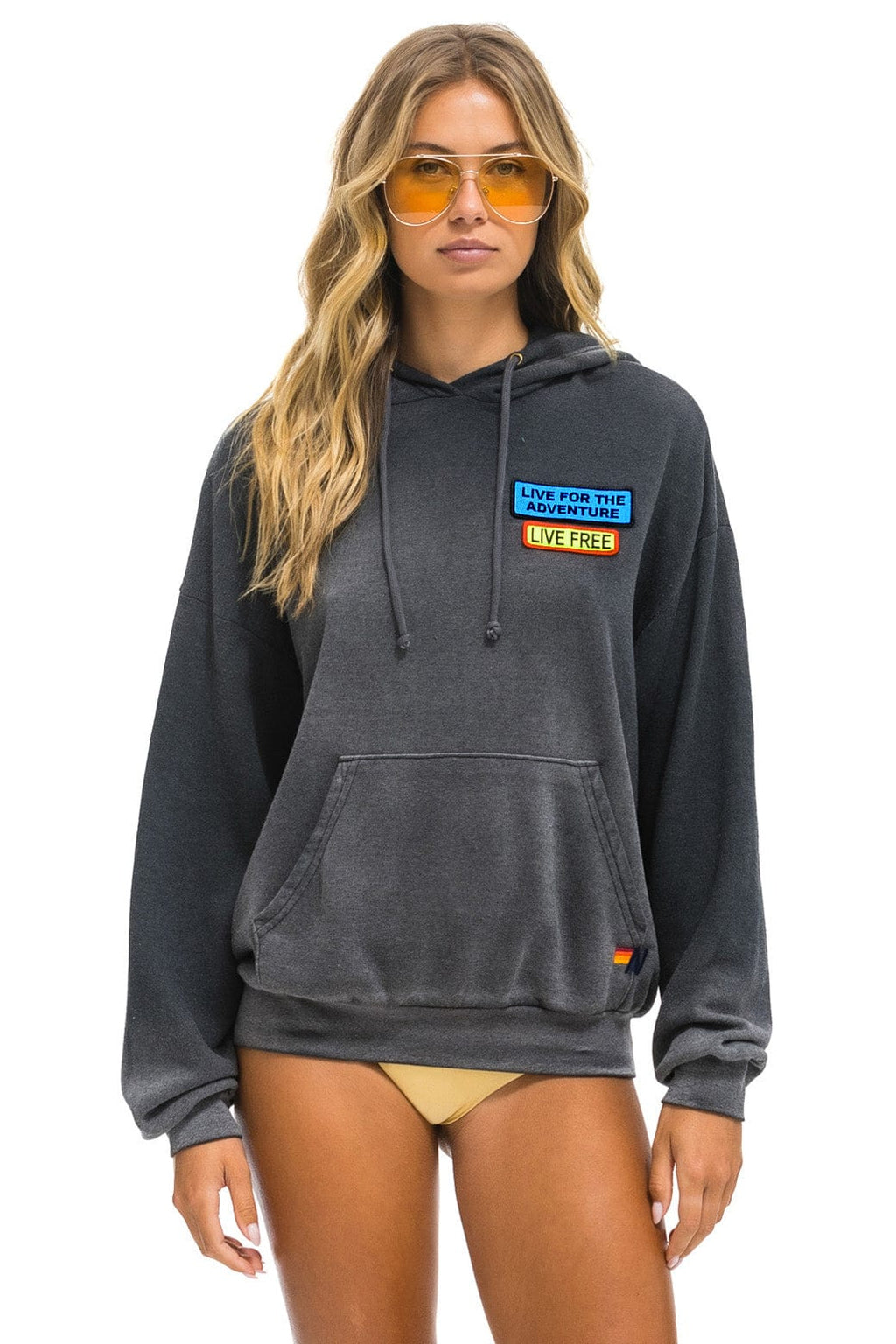 Classic LIVE FREE ADVENTURE PATCH PULLOVER RELAXED HOODIE - FADED SMOKE