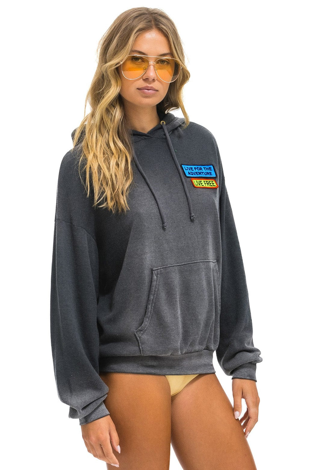 Classic LIVE FREE ADVENTURE PATCH PULLOVER RELAXED HOODIE - FADED SMOKE