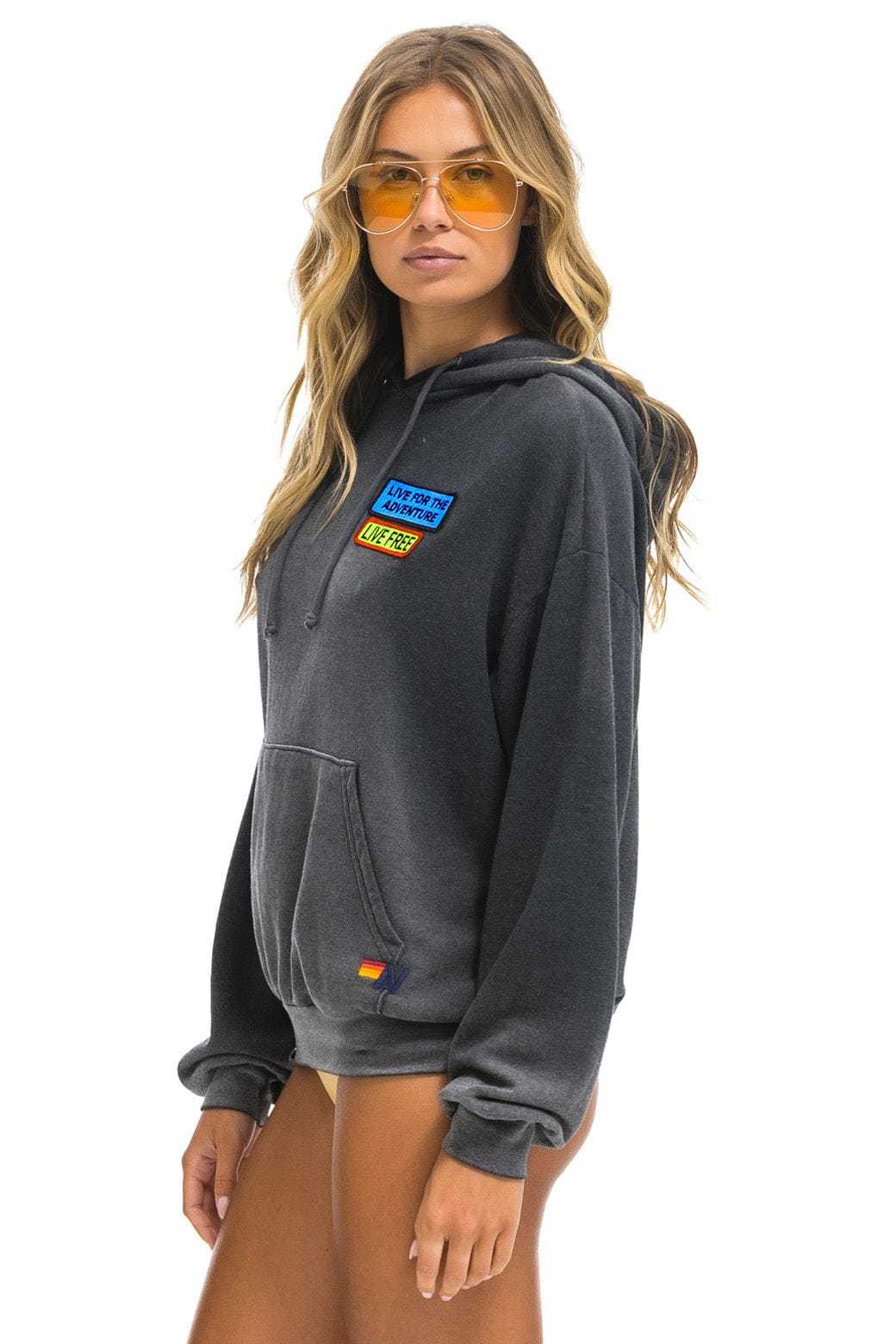 Classic LIVE FREE ADVENTURE PATCH PULLOVER RELAXED HOODIE - FADED SMOKE