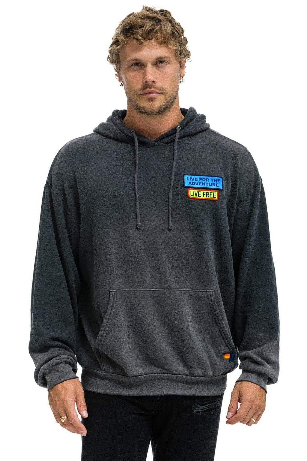 Classic LIVE FREE ADVENTURE PATCH PULLOVER RELAXED HOODIE - FADED SMOKE