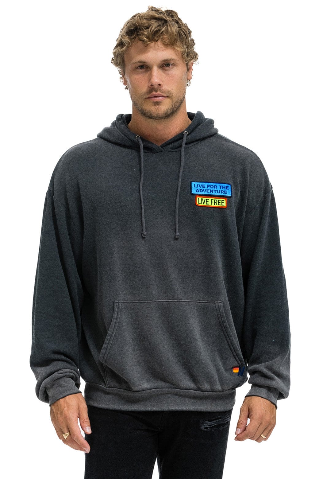 Classic LIVE FREE ADVENTURE PATCH PULLOVER RELAXED HOODIE - FADED SMOKE