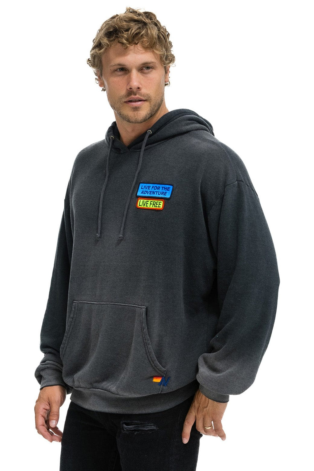 Classic LIVE FREE ADVENTURE PATCH PULLOVER RELAXED HOODIE - FADED SMOKE