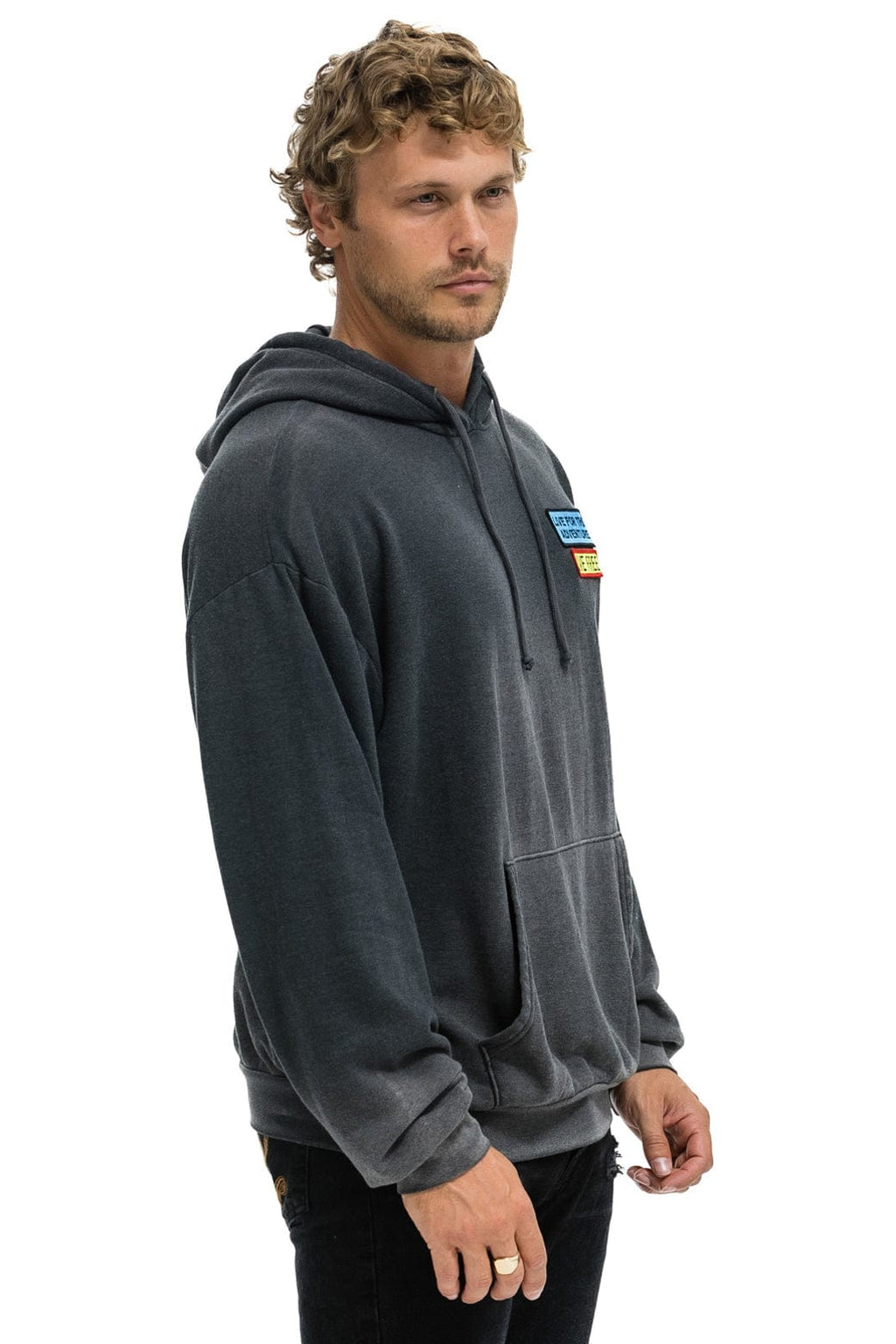 Classic LIVE FREE ADVENTURE PATCH PULLOVER RELAXED HOODIE - FADED SMOKE