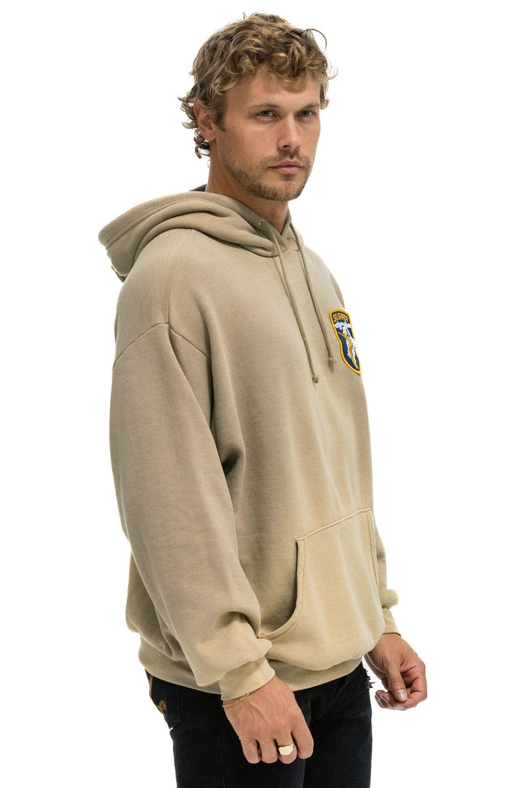 Classic CALIFORNIA SURFER PATCH PULLOVER RELAXED HOODIE - FADED TAN