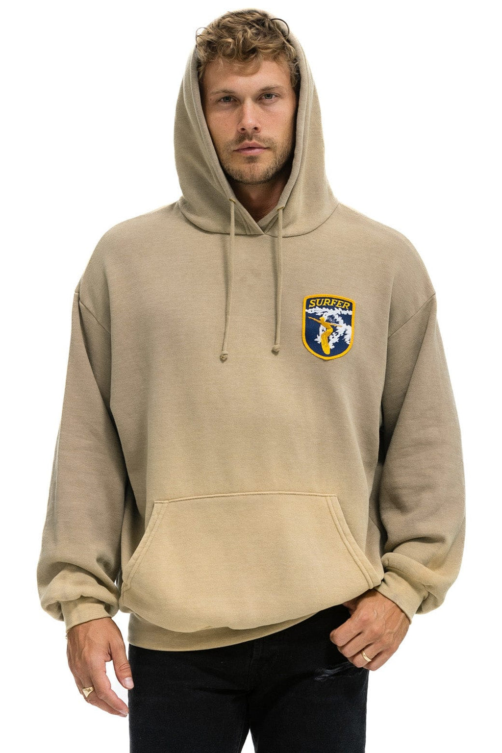 Classic CALIFORNIA SURFER PATCH PULLOVER RELAXED HOODIE - FADED TAN