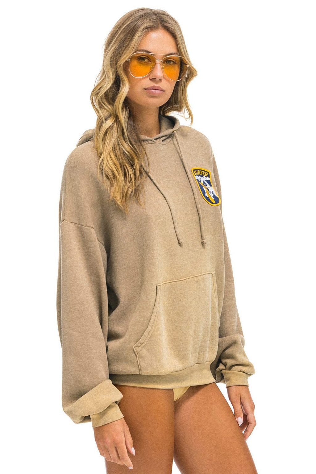 Classic CALIFORNIA SURFER PATCH PULLOVER RELAXED HOODIE - FADED TAN