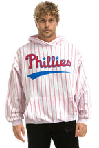 Classic PHILADELPHIA PHILLIES PINSTRIPE 2026 RELAXED PULLOVER HOODIE - WHITE RED