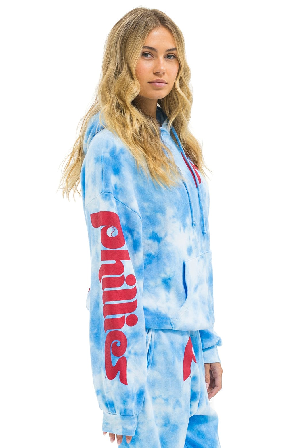 Classic PHILLIES HAND DYED RELAXED PULLOVER HOODIE - TIE DYE BLUE