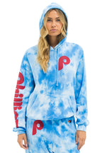 Classic PHILLIES HAND DYED RELAXED PULLOVER HOODIE - TIE DYE BLUE
