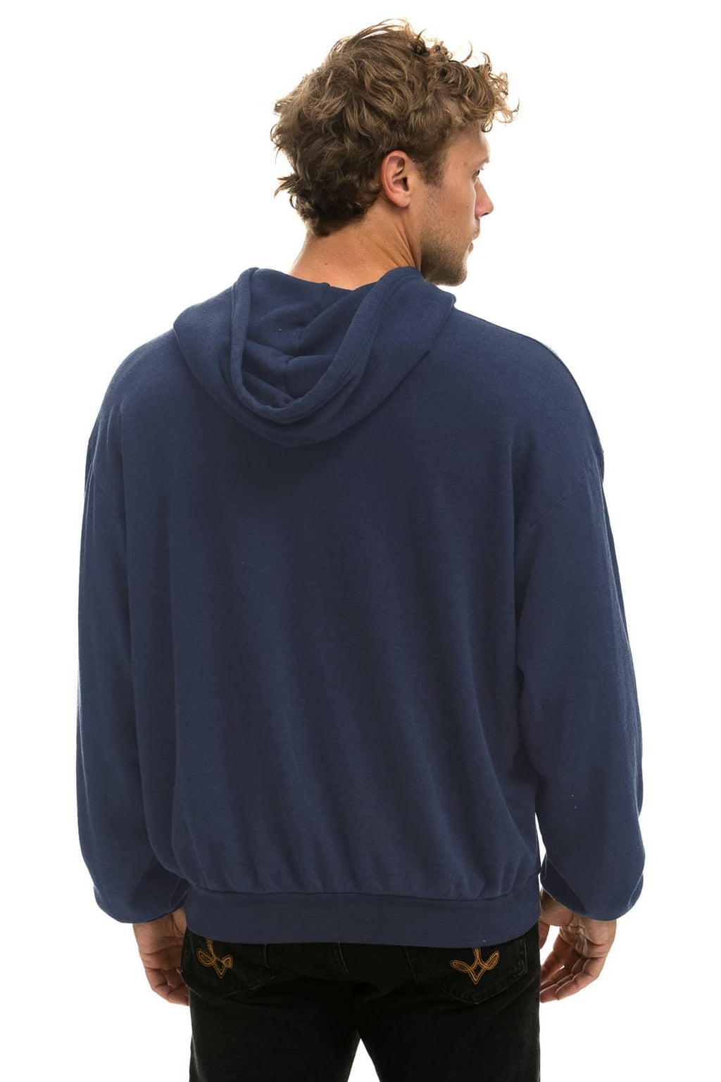 Classic 5 STRIPE RELAXED PULLOVER HOODIE - NAVY