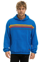 Classic 5 STRIPE RELAXED PULLOVER HOODIE - OCEAN