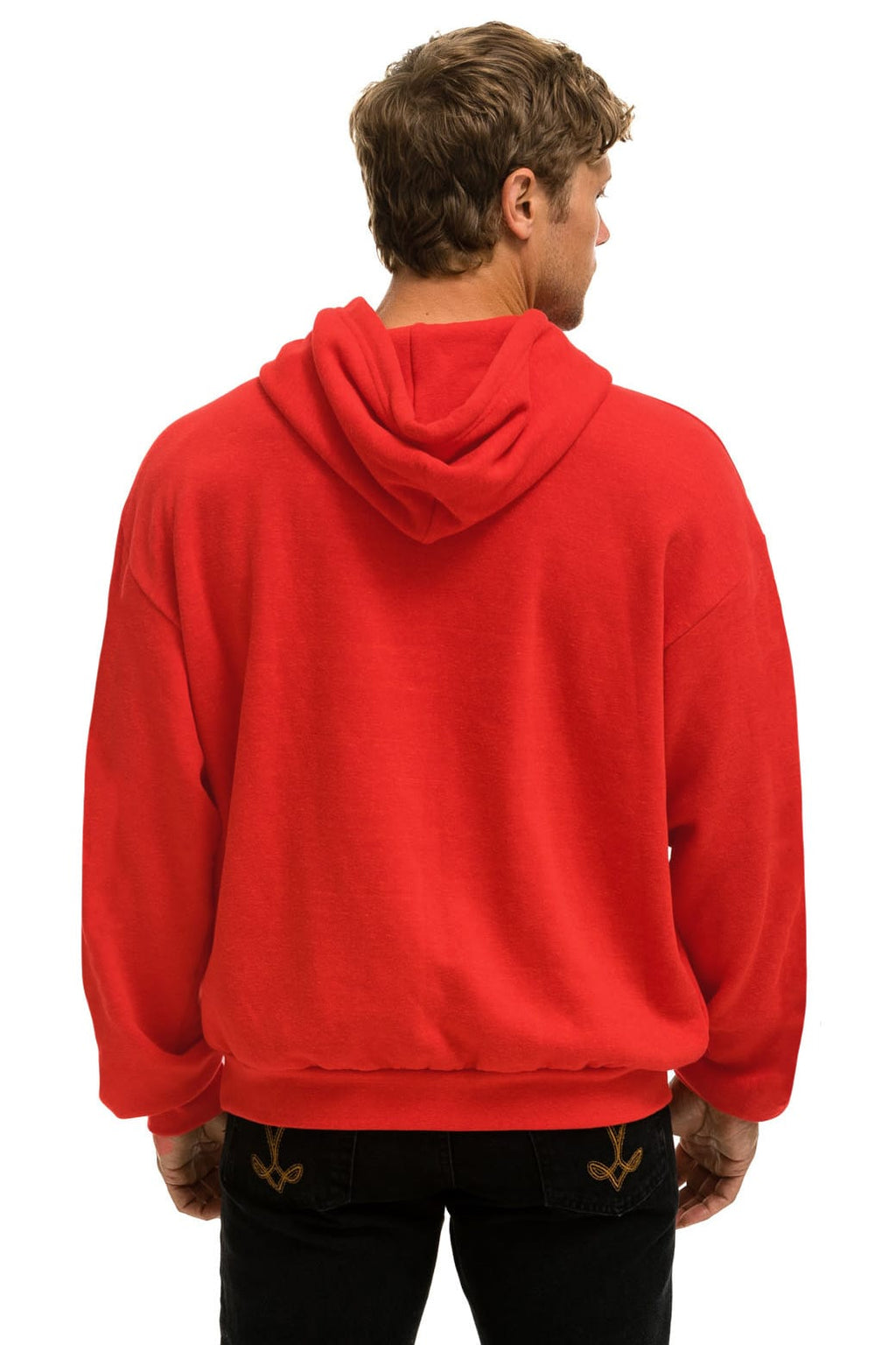 Classic 5 STRIPE RELAXED PULLOVER HOODIE - RED