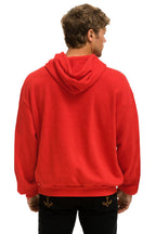 Classic 5 STRIPE RELAXED PULLOVER HOODIE - RED