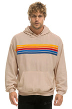 Classic 5 STRIPE RELAXED PULLOVER HOODIE - SAND