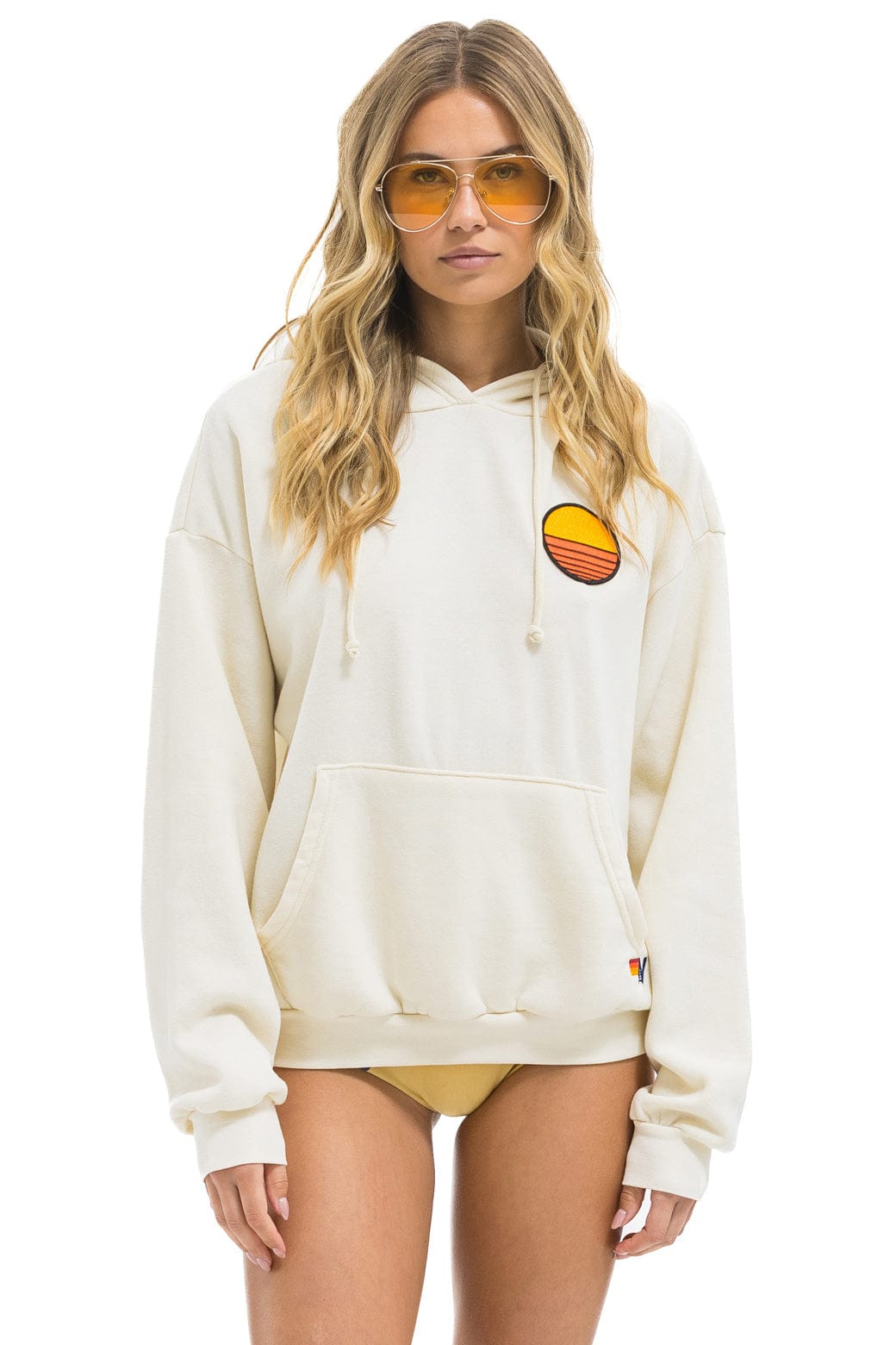 Classic SUNSET PATCH PULLOVER RELAXED HOODIE - VINTAGE WHITE