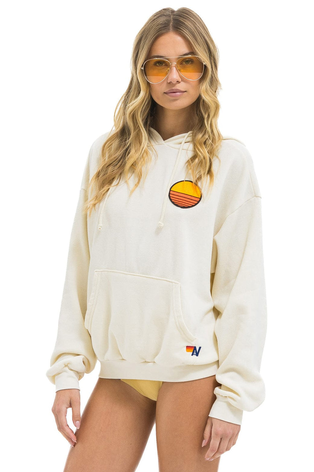 Classic SUNSET PATCH PULLOVER RELAXED HOODIE - VINTAGE WHITE