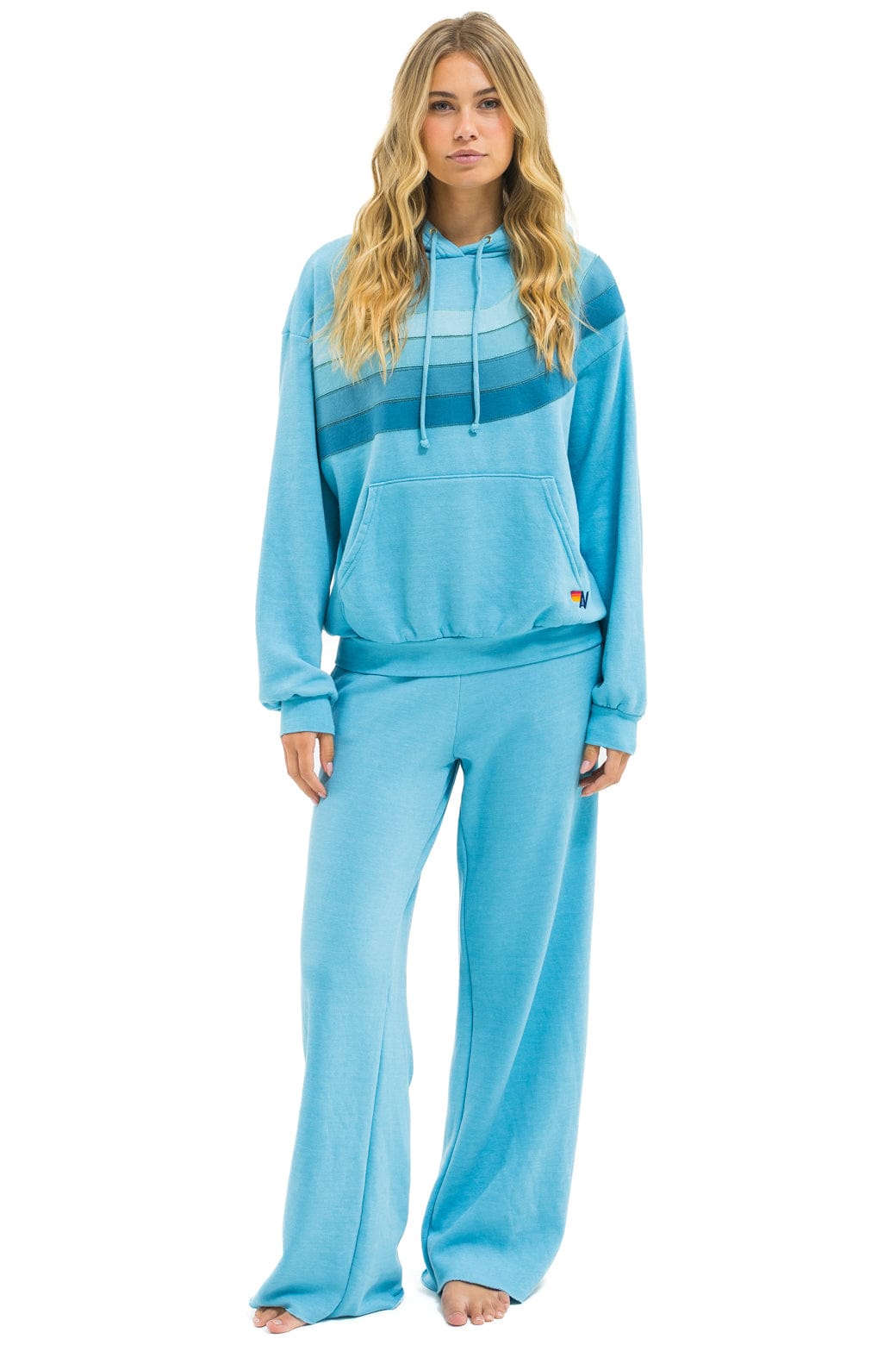Classic WAVE STRIPE 4 PULLOVER HOODIE RELAXED - AQUA AQUA