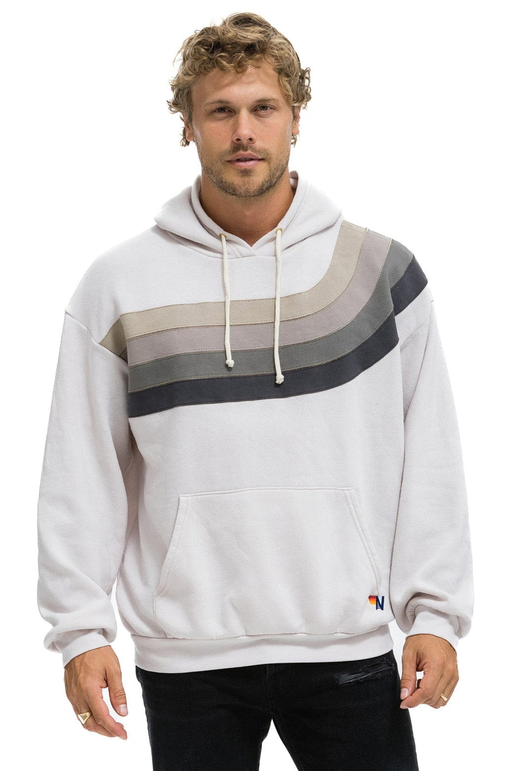 Classic WAVE STRIPE 4 PULLOVER HOODIE RELAXED - DOVE CHARCOAL