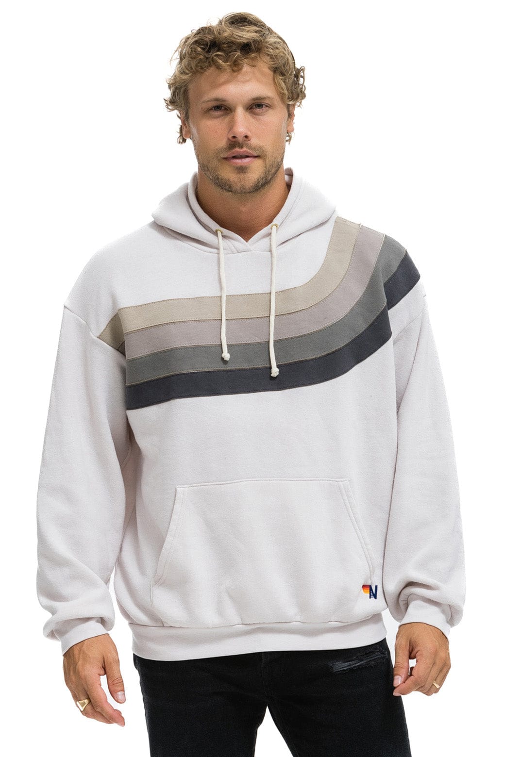 Classic WAVE STRIPE 4 PULLOVER HOODIE RELAXED - DOVE CHARCOAL