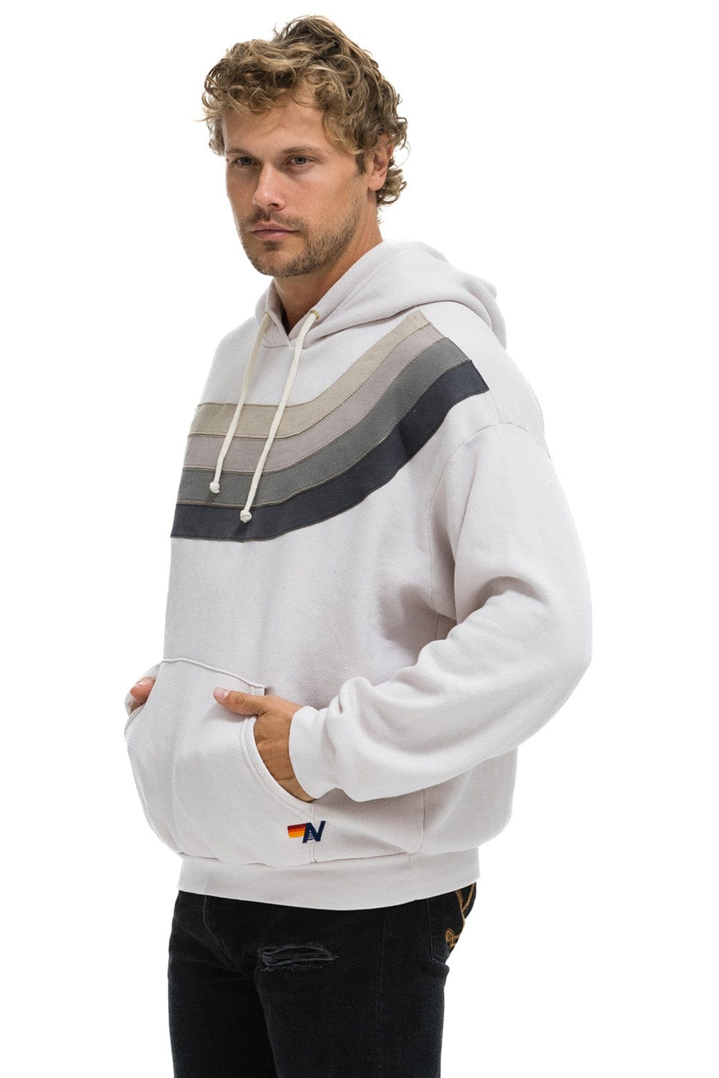 Classic WAVE STRIPE 4 PULLOVER HOODIE RELAXED - DOVE CHARCOAL