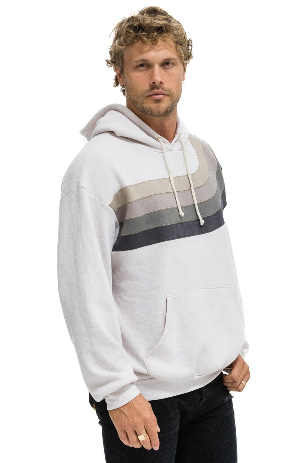 Classic WAVE STRIPE 4 PULLOVER HOODIE RELAXED - DOVE CHARCOAL