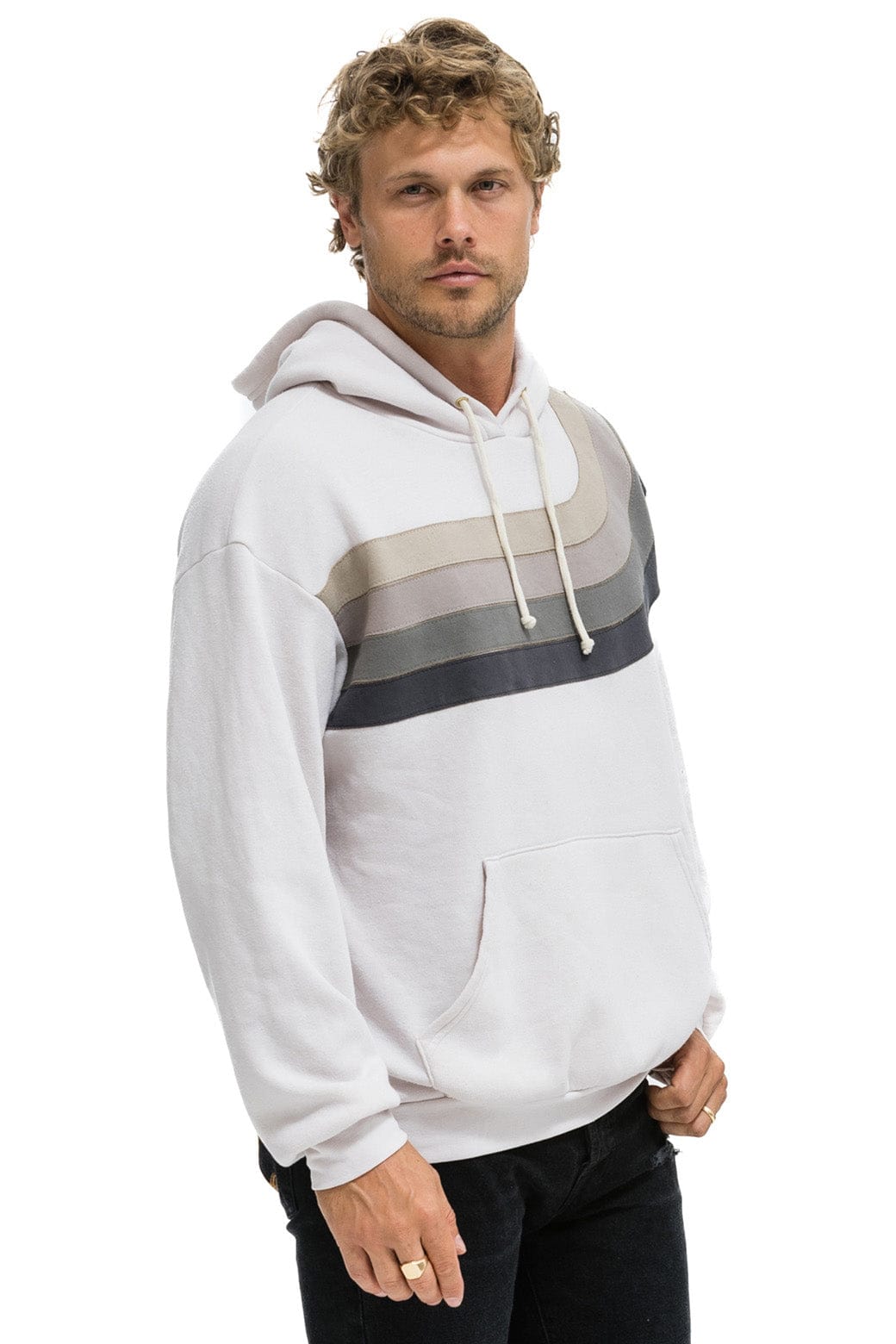 Classic WAVE STRIPE 4 PULLOVER HOODIE RELAXED - DOVE CHARCOAL