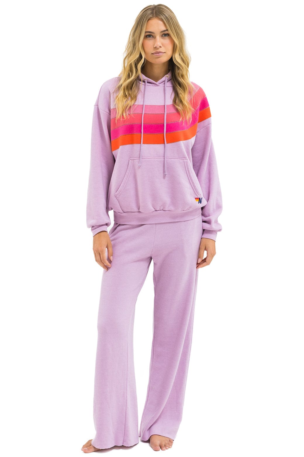 Classic WAVE STRIPE 4 PULLOVER HOODIE RELAXED - MAUVE MAGENTA ORANGE