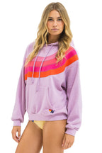 Classic WAVE STRIPE 4 PULLOVER HOODIE RELAXED - MAUVE MAGENTA ORANGE