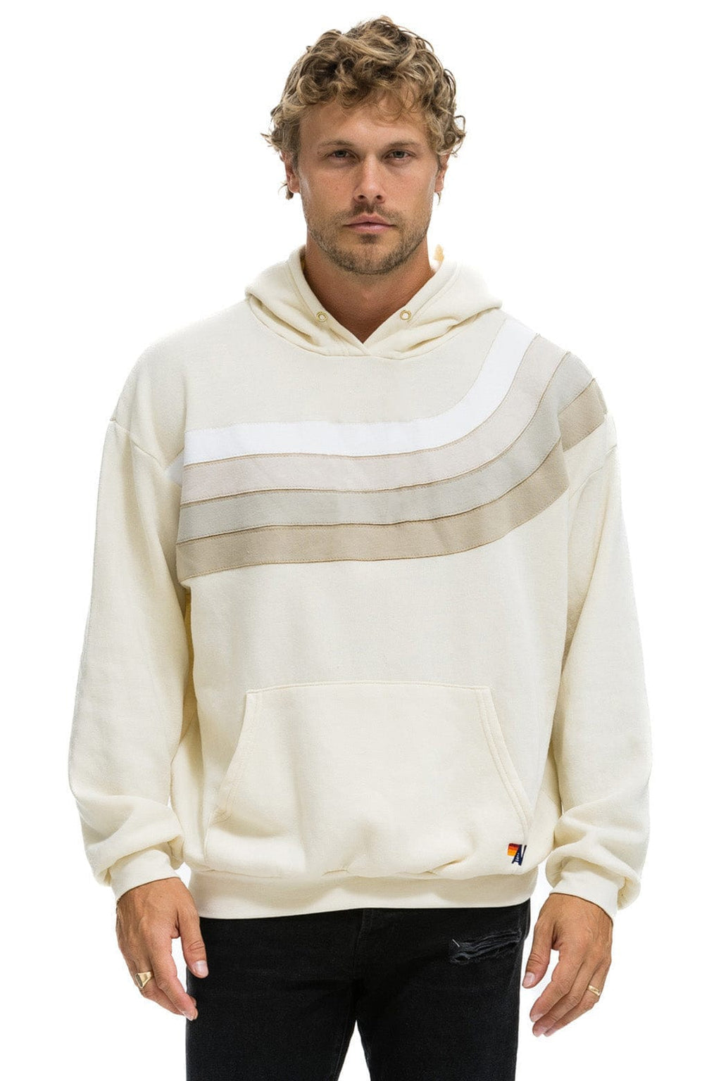 Classic WAVE STRIPE 4 PULLOVER HOODIE RELAXED - VINTAGE WHITE VINTAGE WHITE
