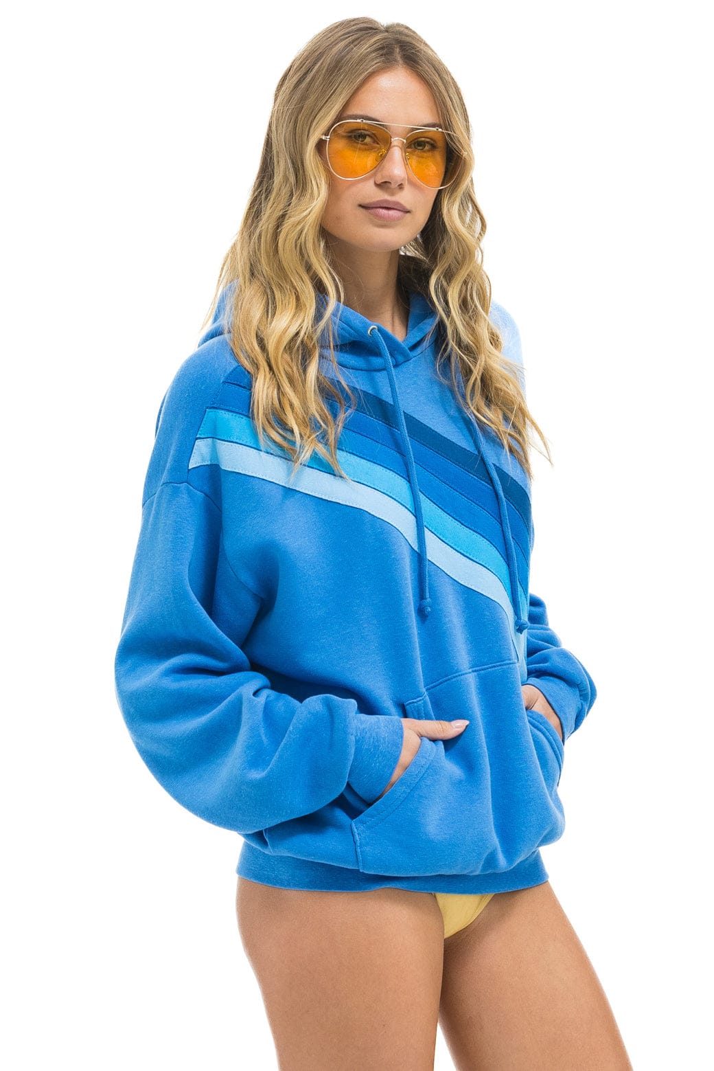 Classic CROSS STRIPE RELAXED PULLOVER HOODIE - COBALT BLUE