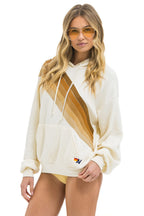 Classic CROSS STRIPE RELAXED PULLOVER HOODIE - VINTAGE WHITE BROWN