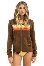 Classic 5 STRIPE HOODIE - CHOCOLATE WHITE NEON