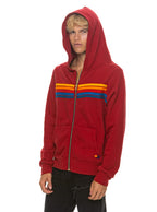 Classic 5 STRIPE HOODIE - CRIMSON
