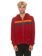 Classic 5 STRIPE HOODIE - CRIMSON