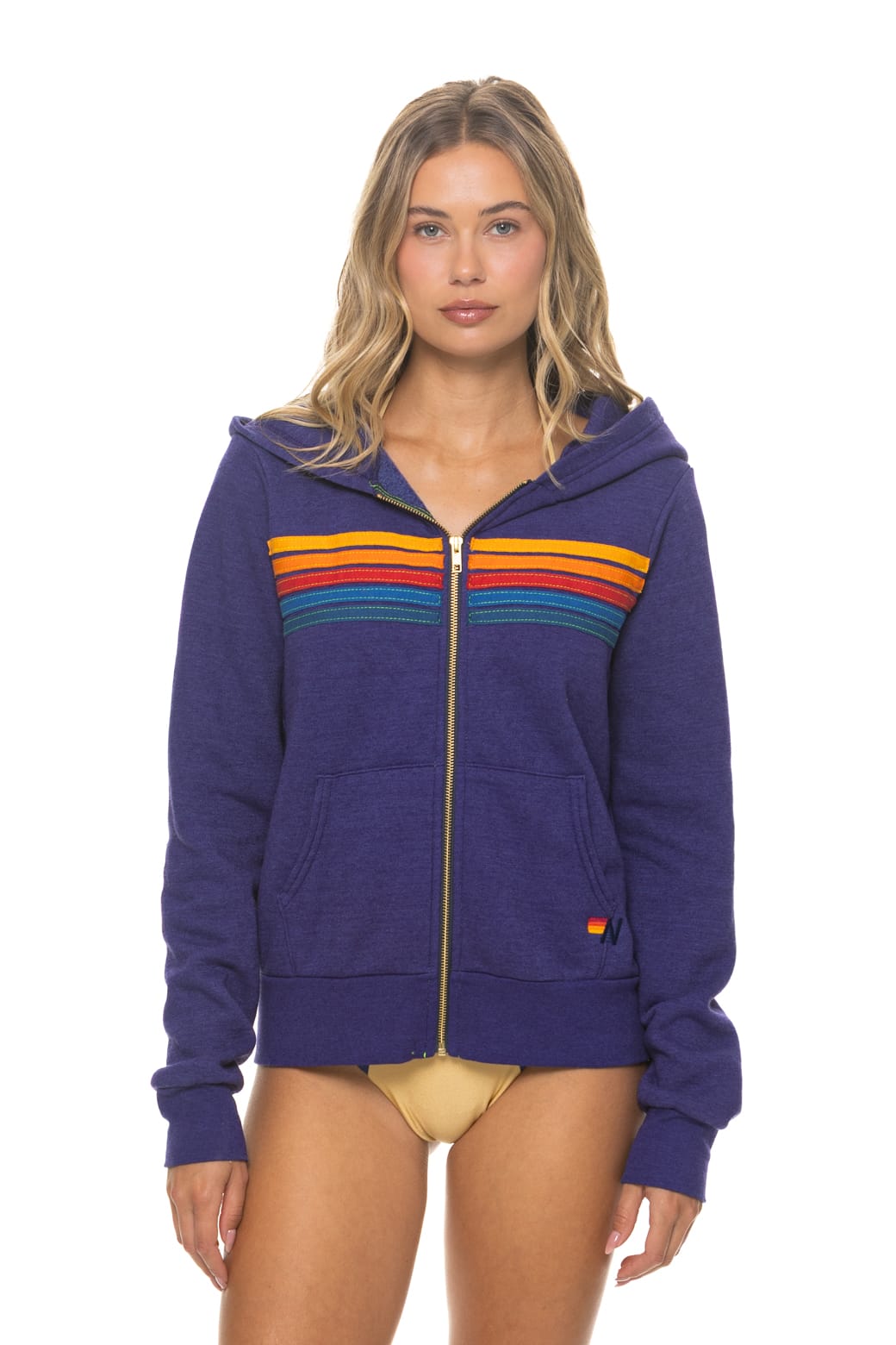 Classic 5 STRIPE HOODIE - DEEP PURPLE