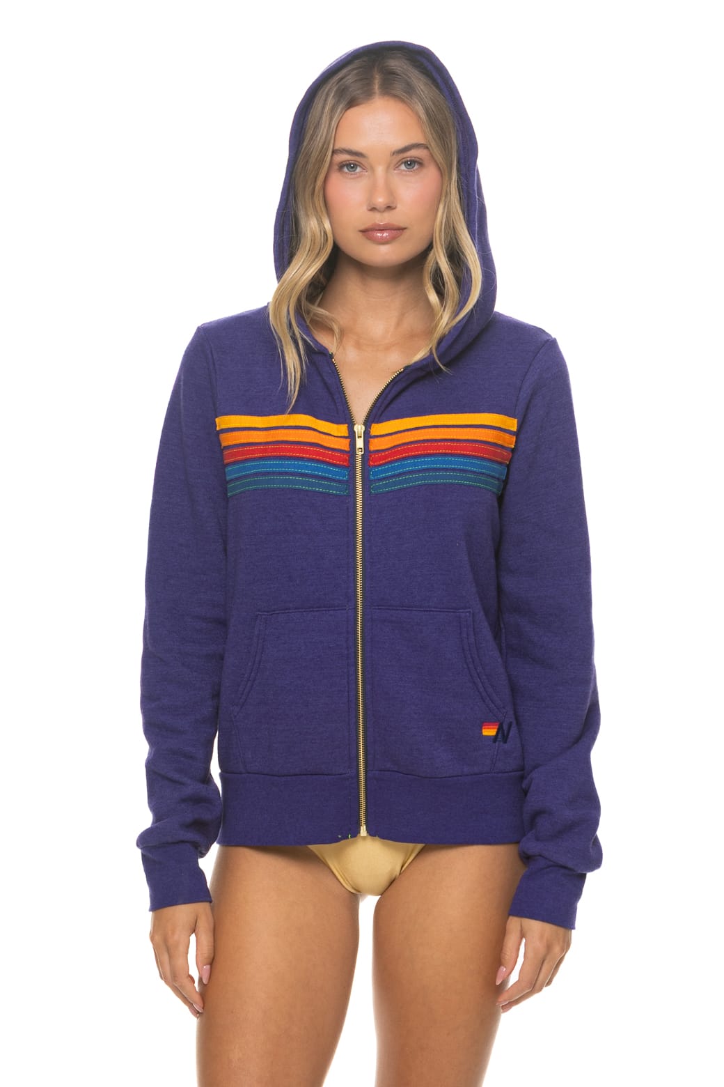 Classic 5 STRIPE HOODIE - DEEP PURPLE