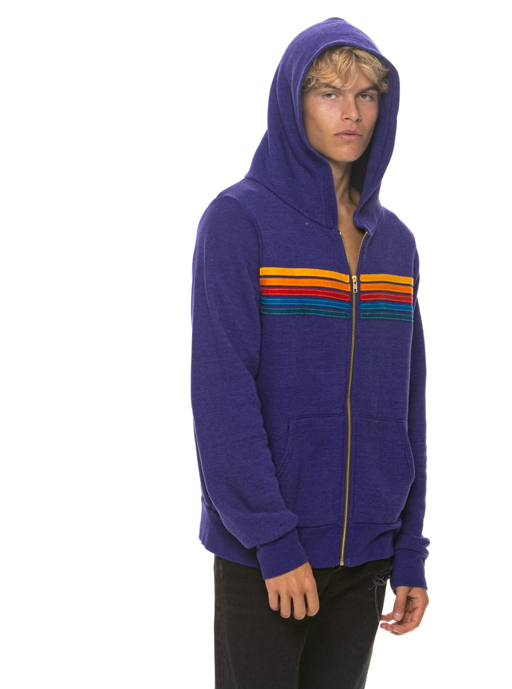 Classic 5 STRIPE HOODIE - DEEP PURPLE