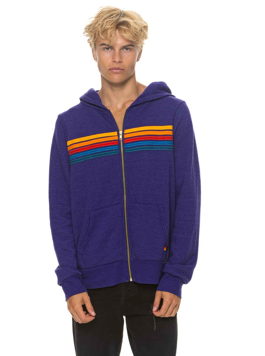 Classic 5 STRIPE HOODIE - DEEP PURPLE