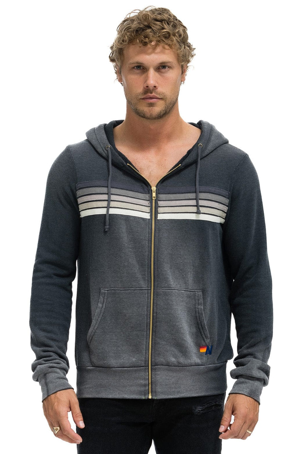 Classic 5 STRIPE HOODIE - FADED SMOKE