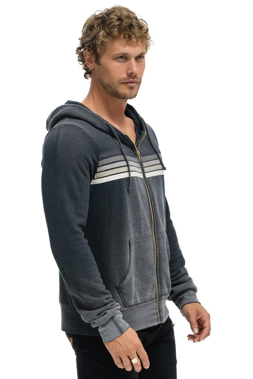 Classic 5 STRIPE HOODIE - FADED SMOKE