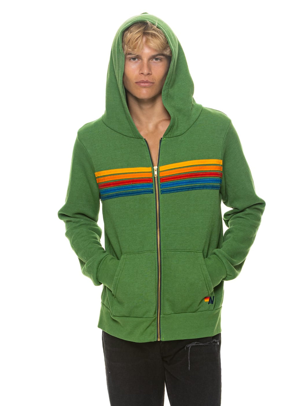 Classic 5 STRIPE HOODIE - JUNGLE GREEN