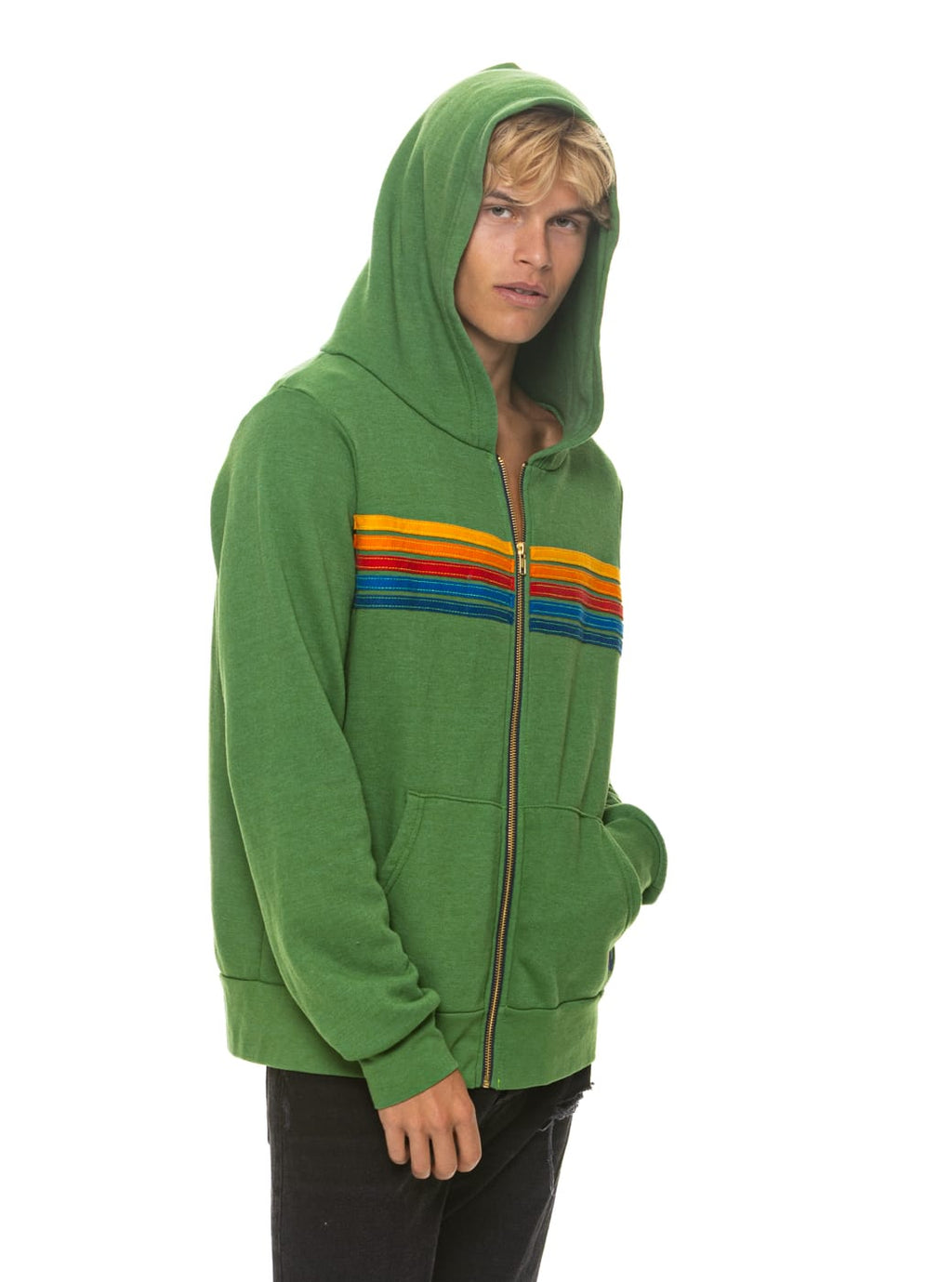 Classic 5 STRIPE HOODIE - JUNGLE GREEN
