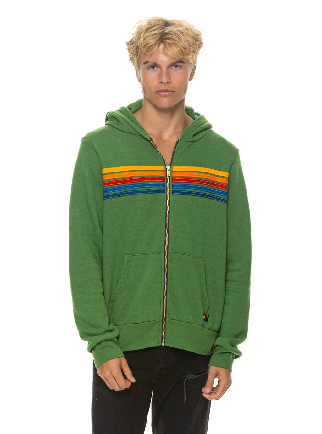 Classic 5 STRIPE HOODIE - JUNGLE GREEN