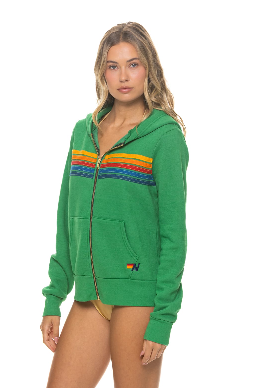 Classic 5 STRIPE HOODIE - KELLY GREEN