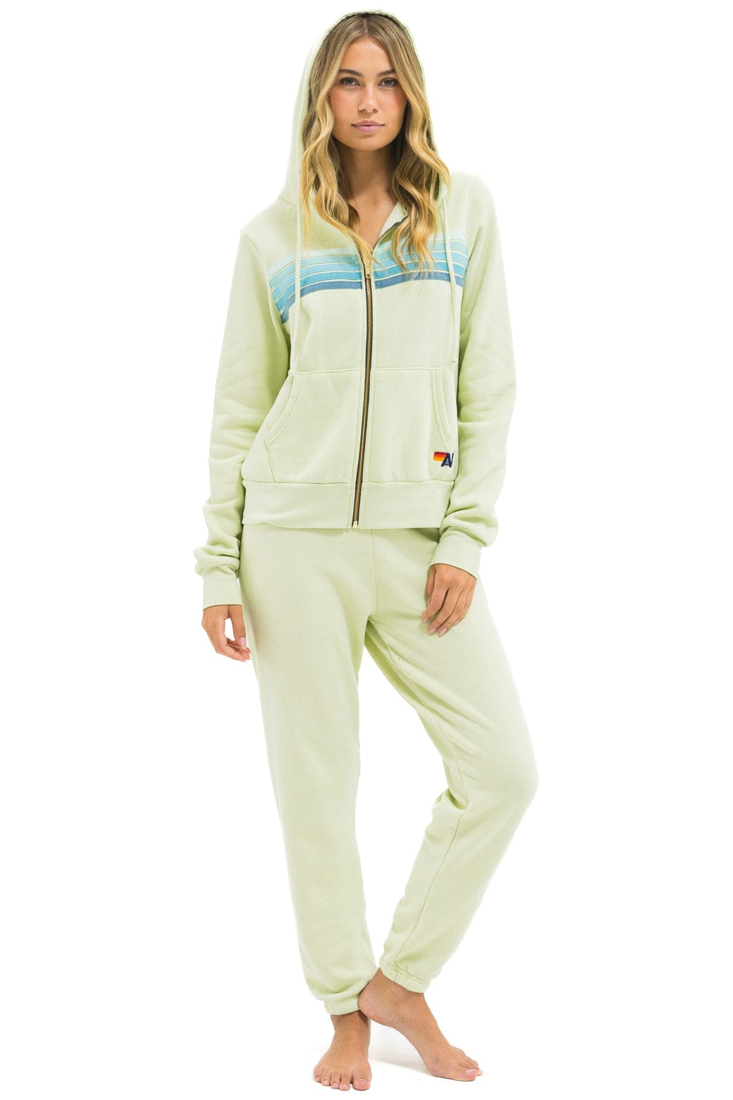 Classic 5 STRIPE SWEATPANTS - LIME CREAM SEAFOAM