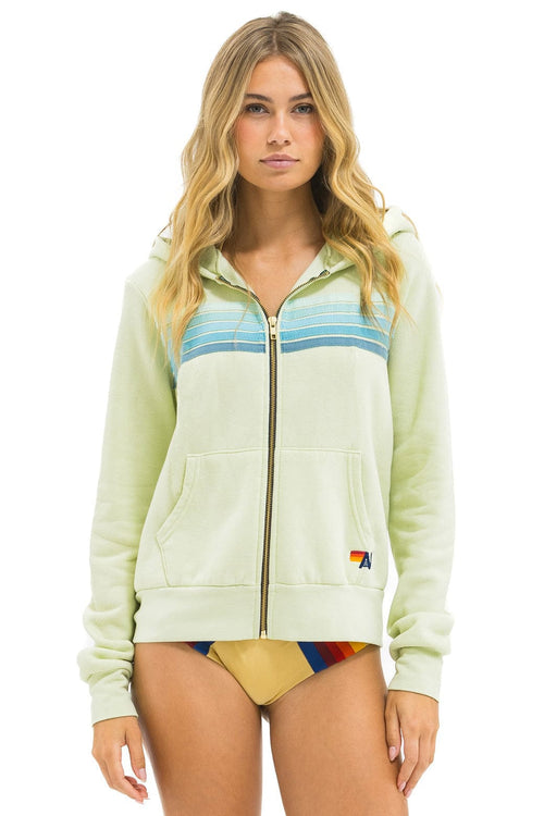 Classic 5 STRIPE HOODIE - LIME CREAM SEAFOAM