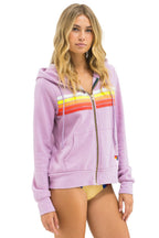 Classic 5 STRIPE HOODIE - MAUVE WHITE NEON