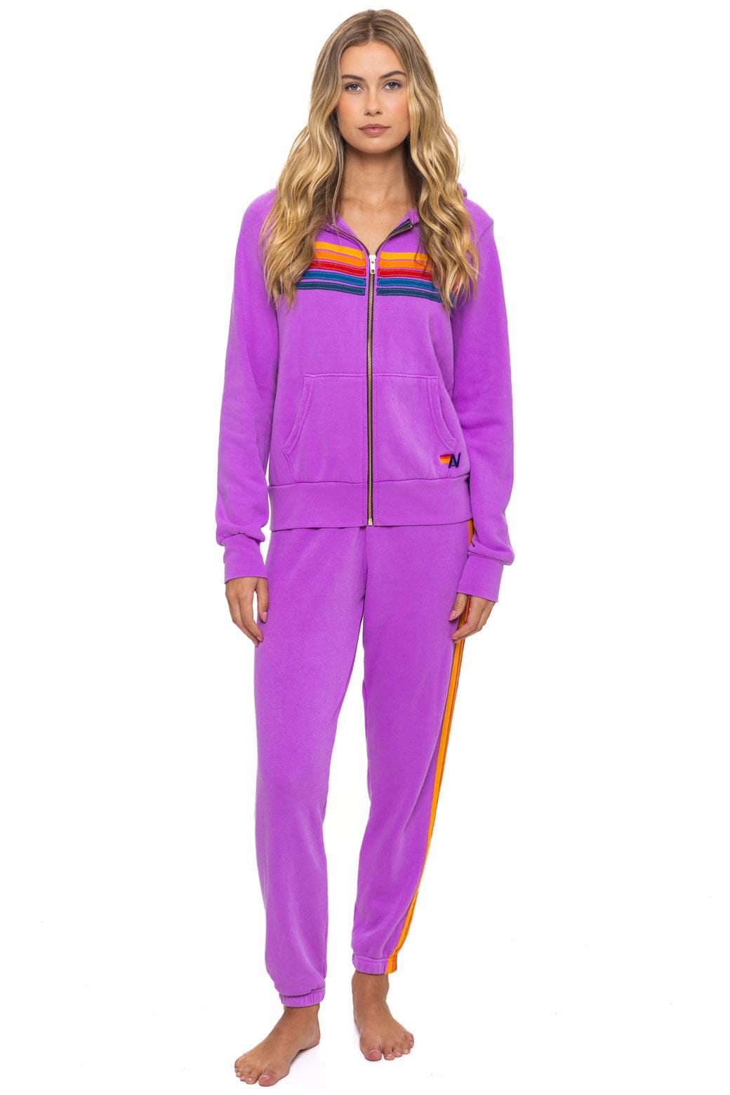 Classic 5 STRIPE HOODIE - NEON PURPLE